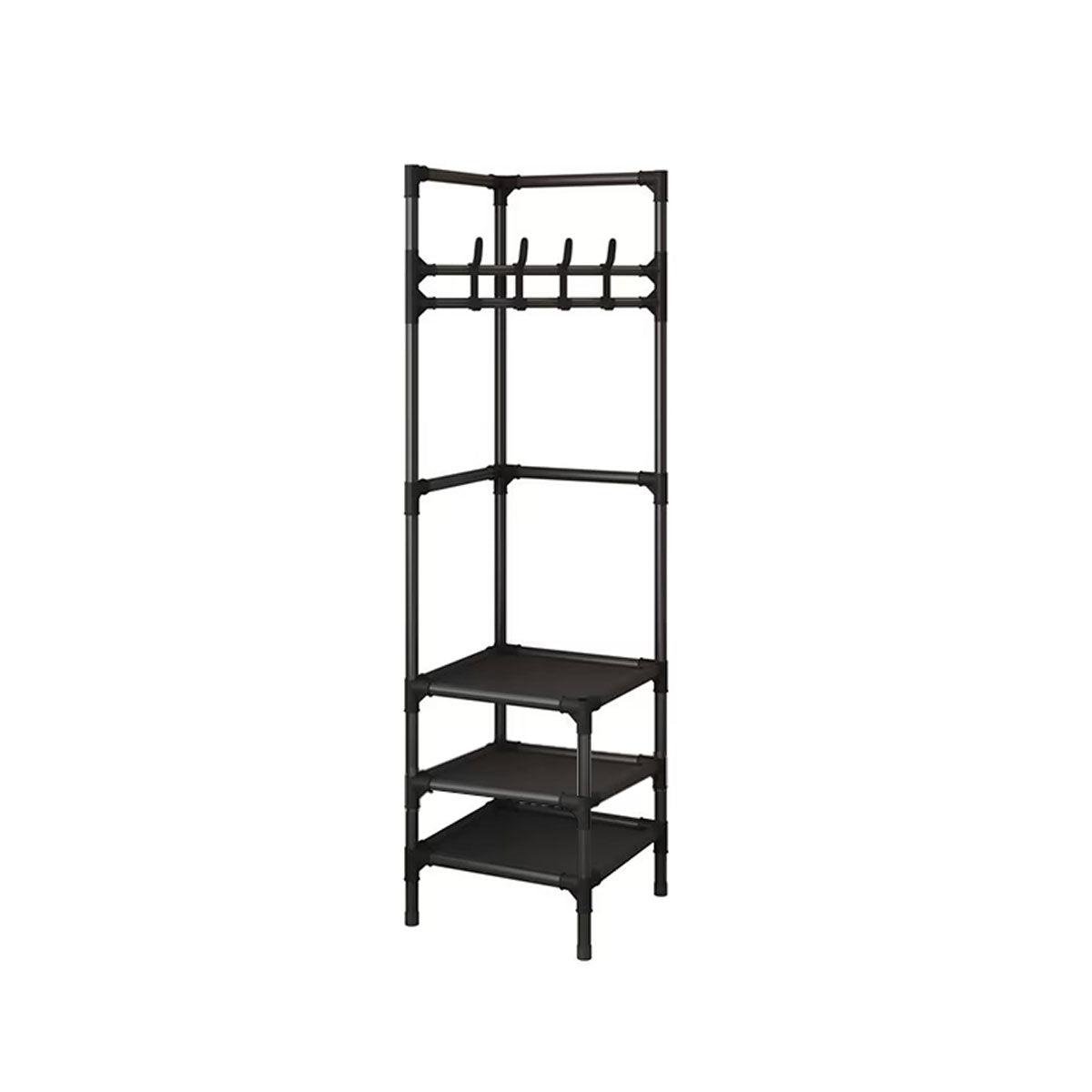 70 Inch Black Clothes Rack with Shelves Set | StorageOZ