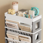 4 Tier Rolling Magazine File Cart Grey White | StorageOZ
