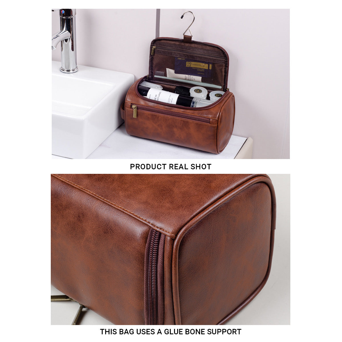 Large PU Makeup Storage Bag in Two Browns | StorageOZ