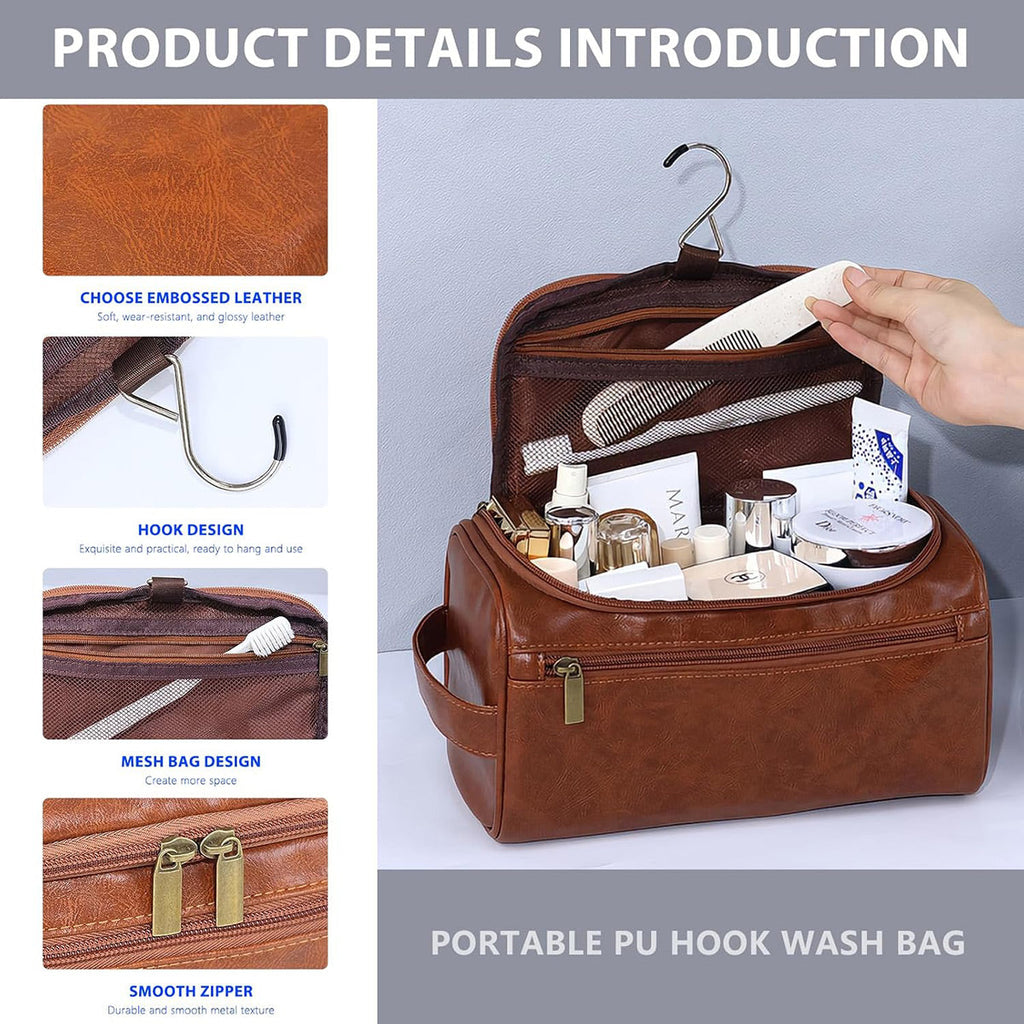 Large PU Makeup Storage Bag in Two Browns | StorageOZ