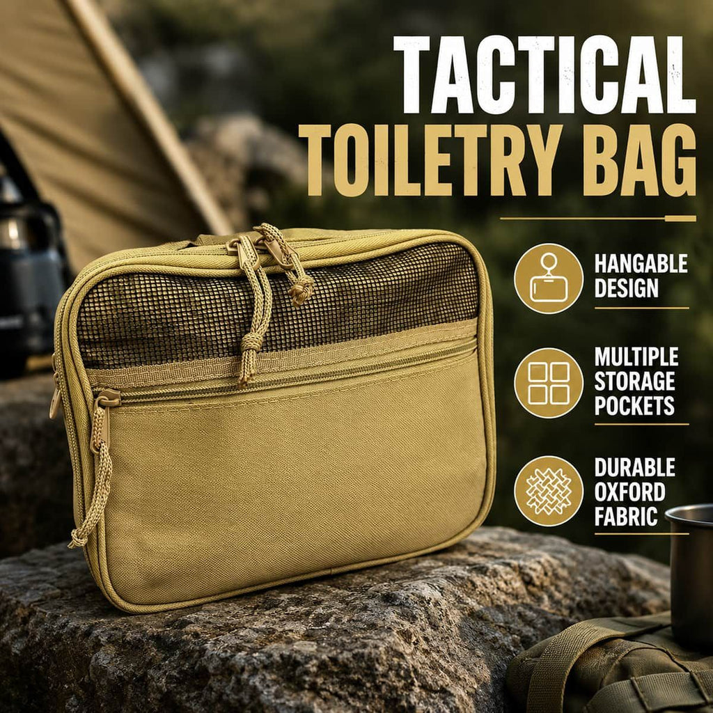 Khaki Oxford Toiletry Wash Bag 24x19cm Size | StorageOZ
