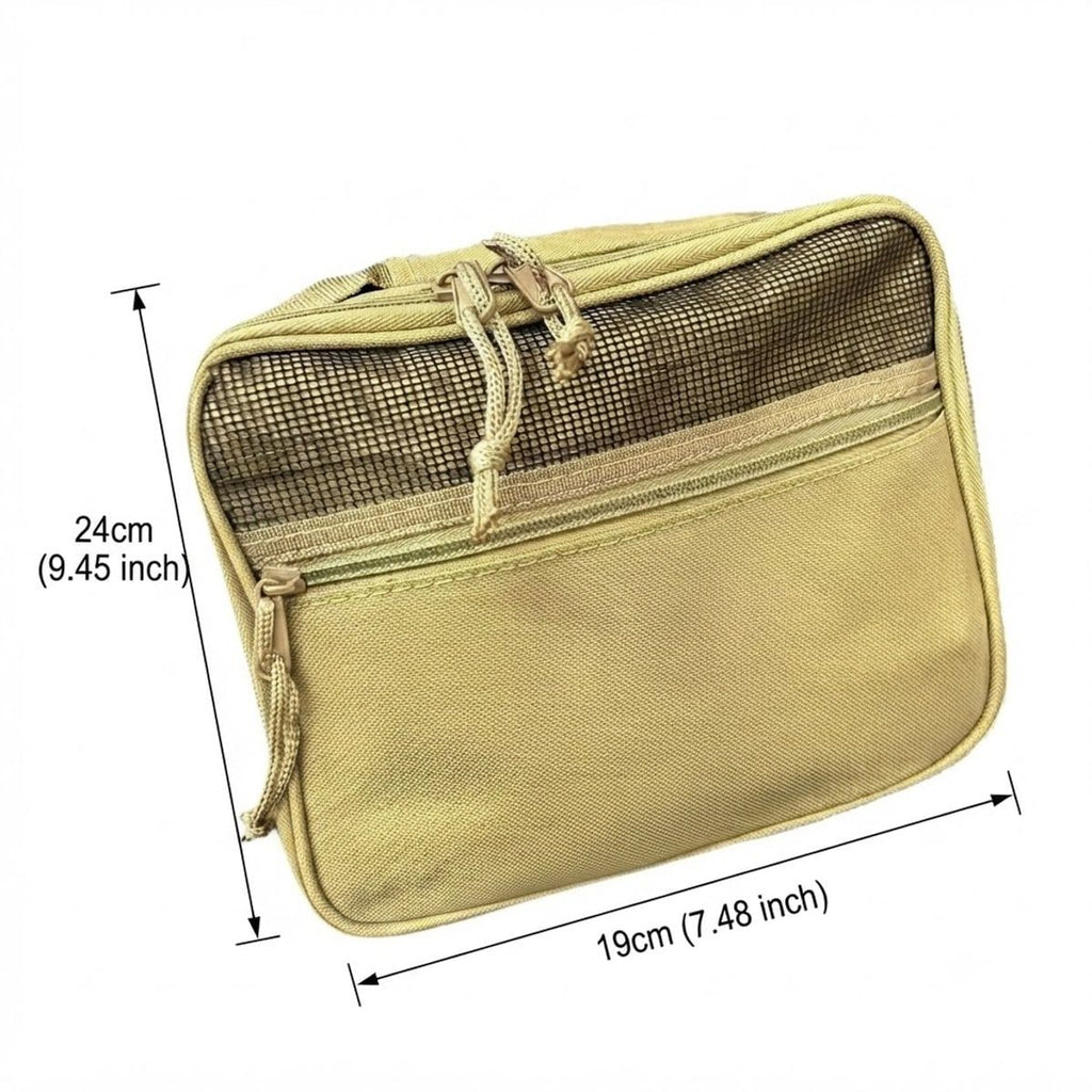 Khaki Oxford Toiletry Wash Bag 24x19cm Size | StorageOZ