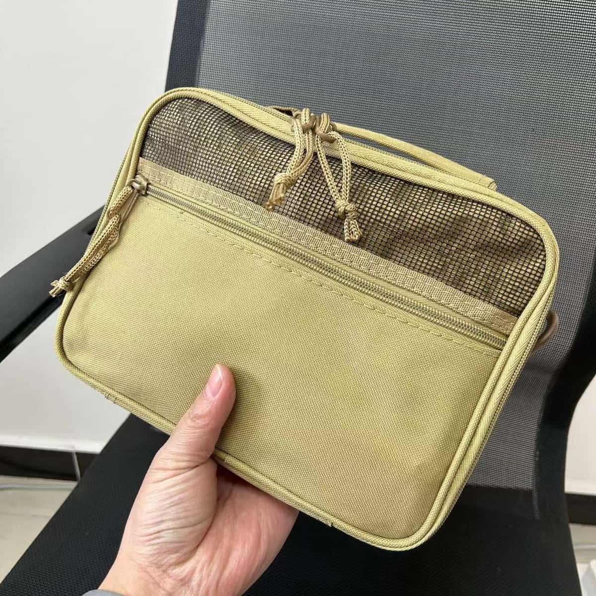 Khaki Oxford Toiletry Wash Bag 24x19cm Size | StorageOZ