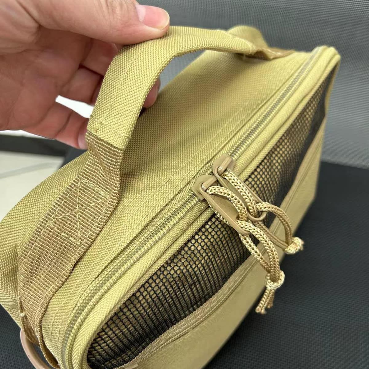Khaki Oxford Toiletry Wash Bag 24x19cm Size | StorageOZ