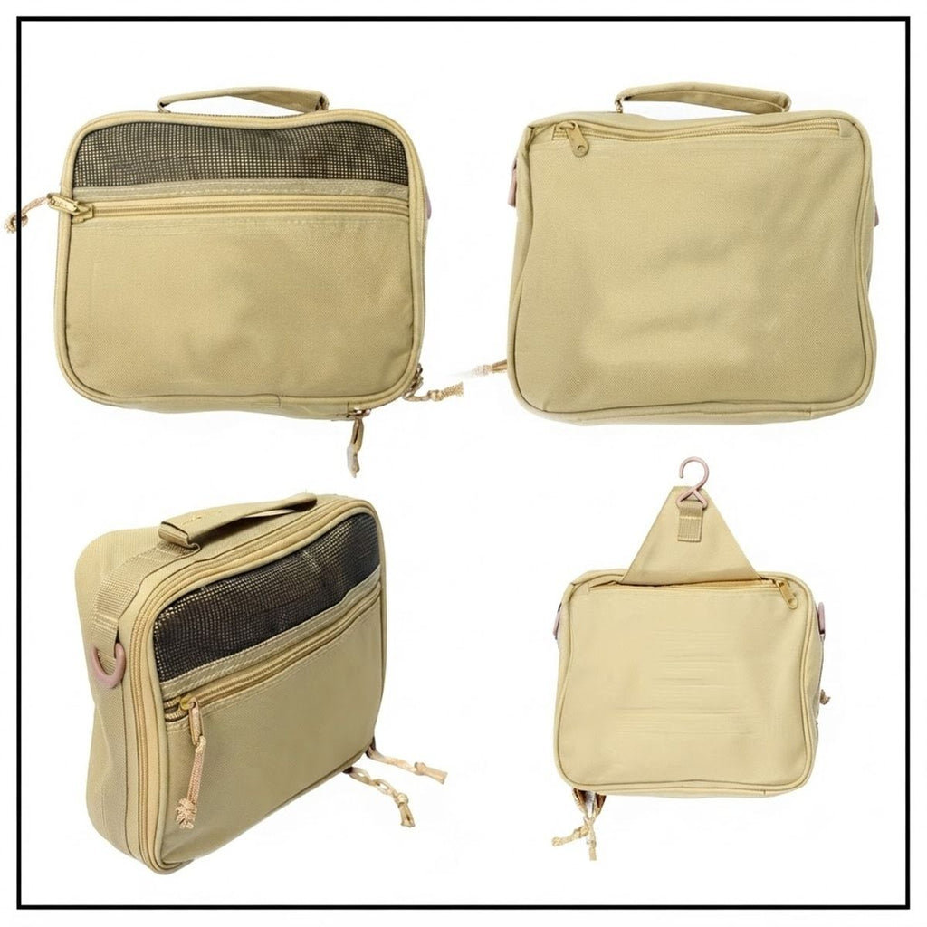 Khaki Oxford Toiletry Wash Bag 24x19cm Size | StorageOZ