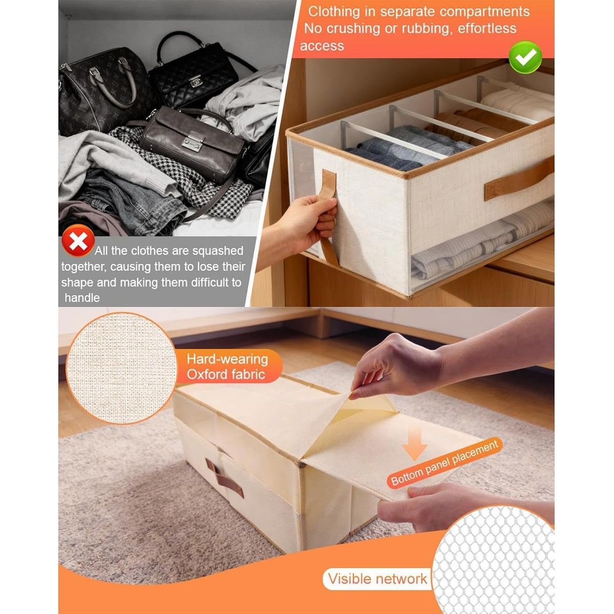 2 Pcs Bag Storage Boxes Closet Organiser | StorageOZ