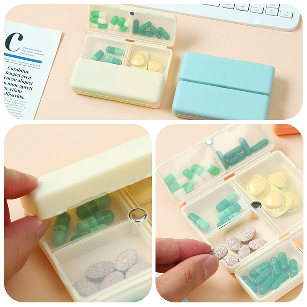 6 Pcs Pill Boxes Three Colours Organiser | StorageOZ