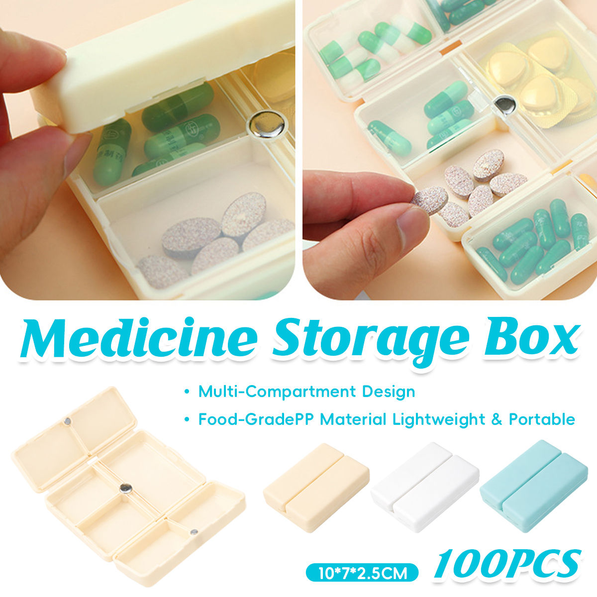 6 Pcs Pill Boxes Three Colours Organiser | StorageOZ