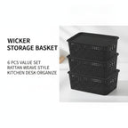 6 Pcs Wicker Style Storage Basket with Lids | StorageOZ