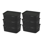 6 Pcs Wicker Style Storage Basket with Lids | StorageOZ
