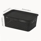 6 Pcs Wicker Style Storage Basket with Lids | StorageOZ