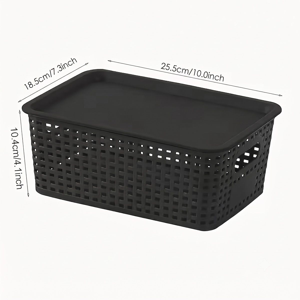 6 Pcs Wicker Style Storage Basket with Lids | StorageOZ