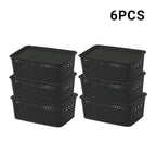 6 Pcs Wicker Style Storage Basket with Lids | StorageOZ