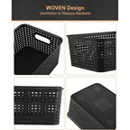 6 Pcs Wicker Style Storage Basket with Lids | StorageOZ