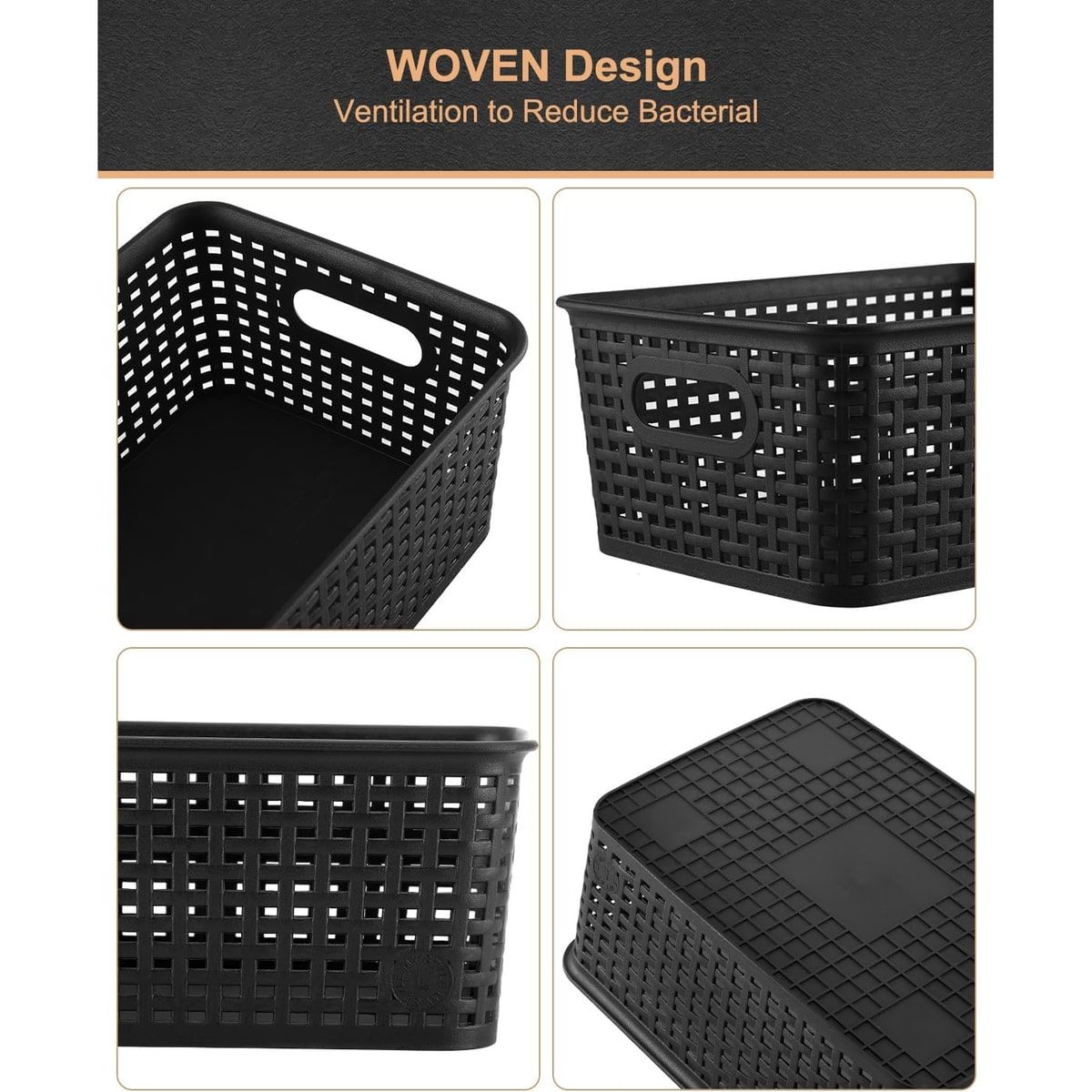 6 Pcs Wicker Style Storage Basket with Lids | StorageOZ