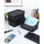 6 Pcs Wicker Style Storage Basket with Lids | StorageOZ