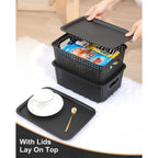 6 Pcs Wicker Style Storage Basket with Lids | StorageOZ