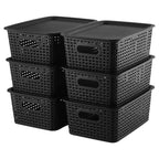 6 Pcs Wicker Style Storage Basket with Lids | StorageOZ