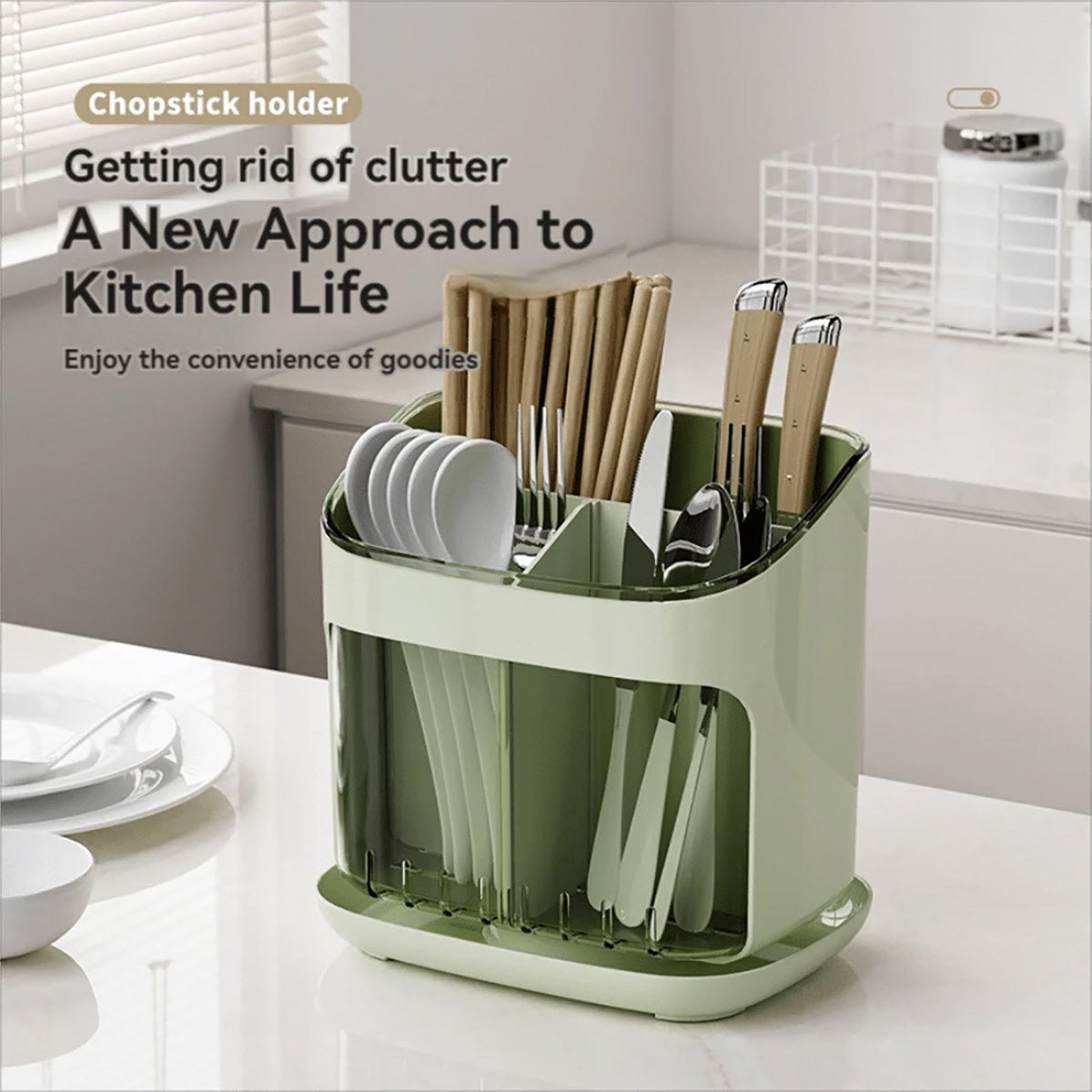 Wall Mounted Chopstick Holder with Drain | StorageOZ