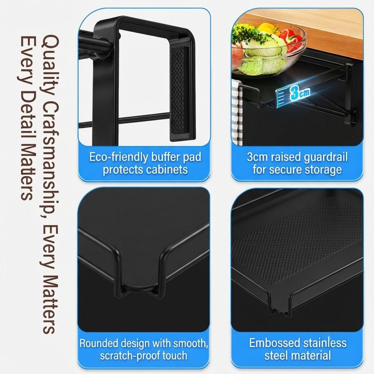 Foldable Over Cabinet Door Storage Rack Black | StorageOZ