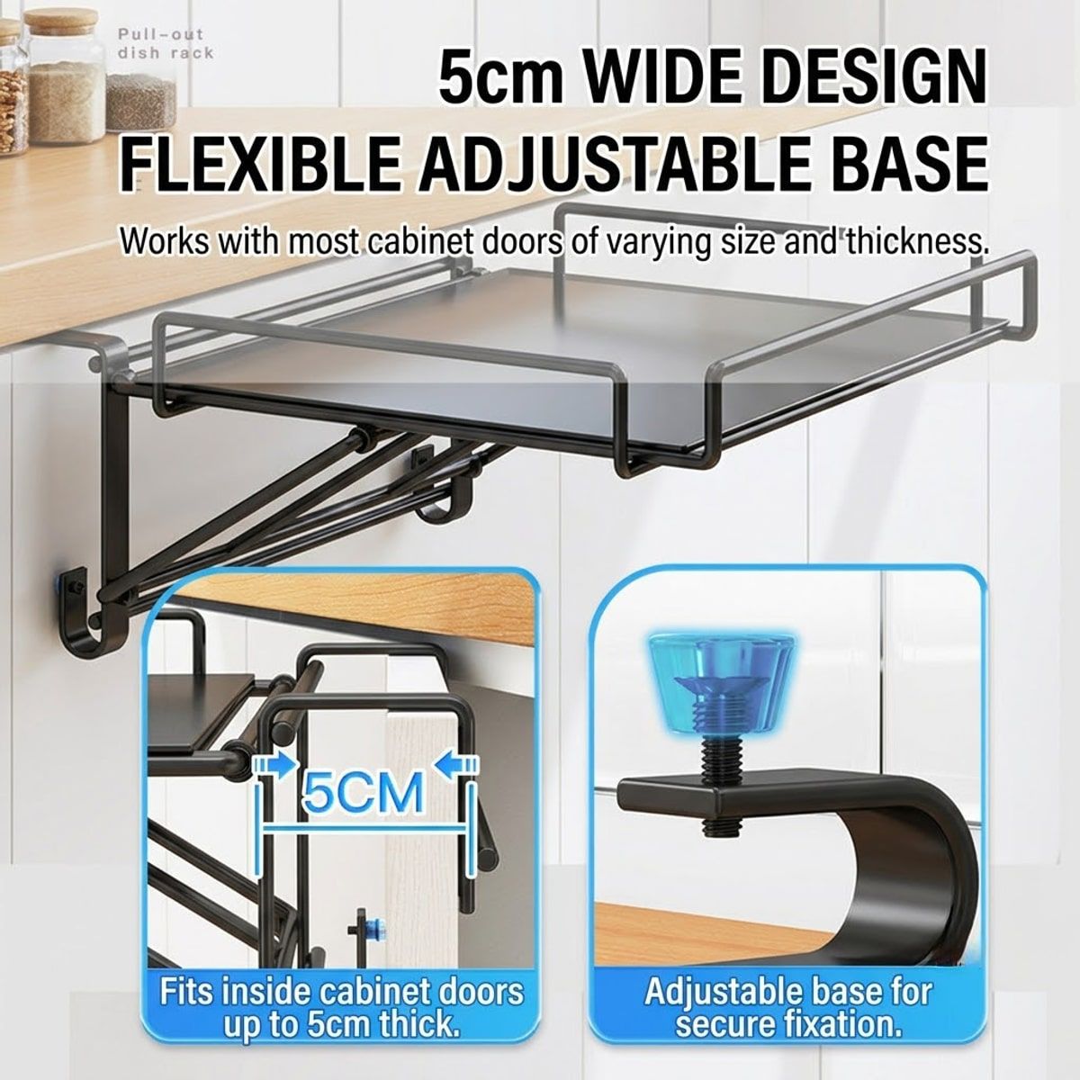 Foldable Over Cabinet Door Storage Rack Black | StorageOZ