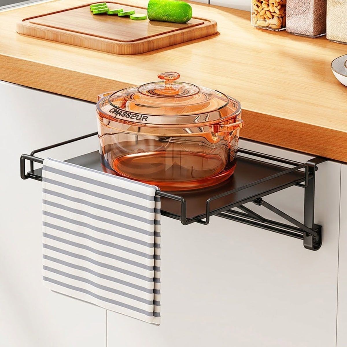 Foldable Over Cabinet Door Storage Rack Black | StorageOZ