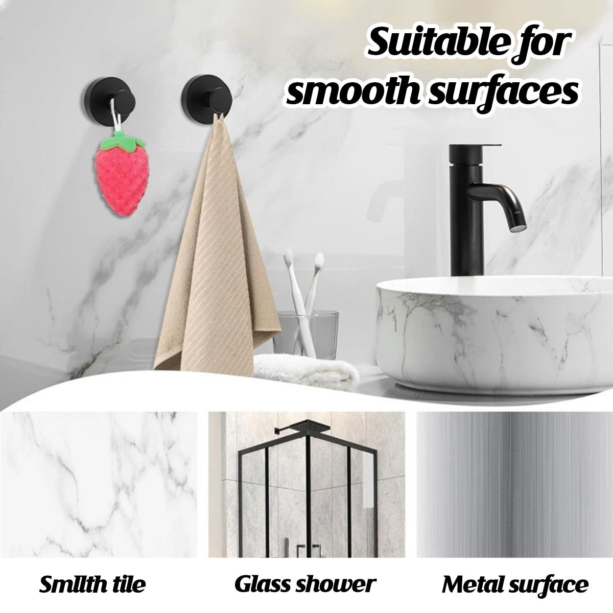 Suction Cup Hooks 2 or 4 Pcs Two Colours | StorageOZ