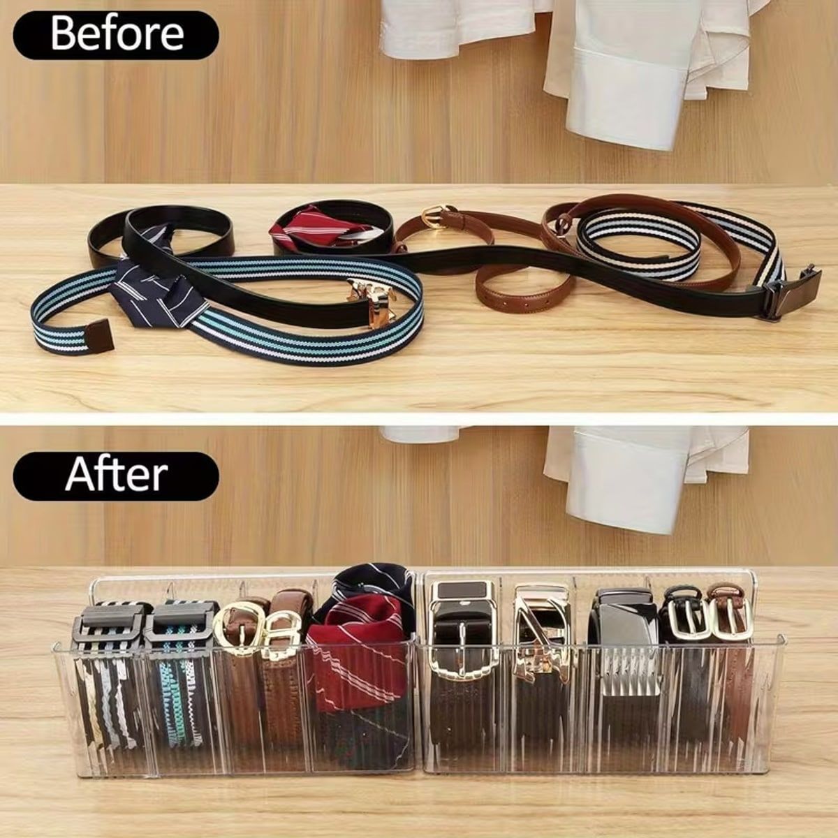 2 Pcs Belt Storage Boxes Closet Organiser | StorageOZ