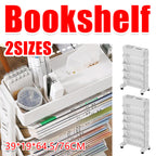White Rolling Bookshelf 5 or 6 Tiers Set | StorageOZ