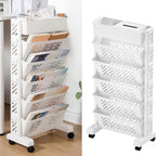 White Rolling Bookshelf 5 or 6 Tiers Set | StorageOZ