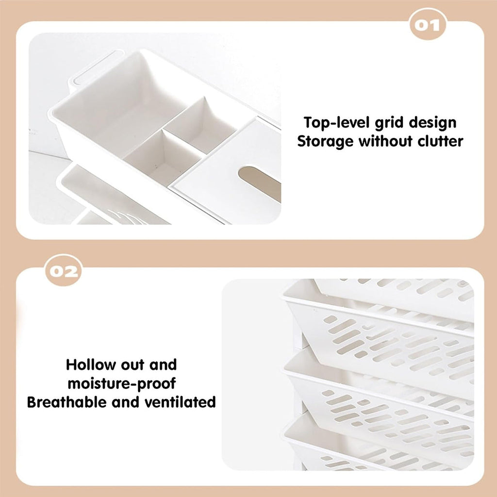 White Rolling Bookshelf 5 or 6 Tiers Set | StorageOZ