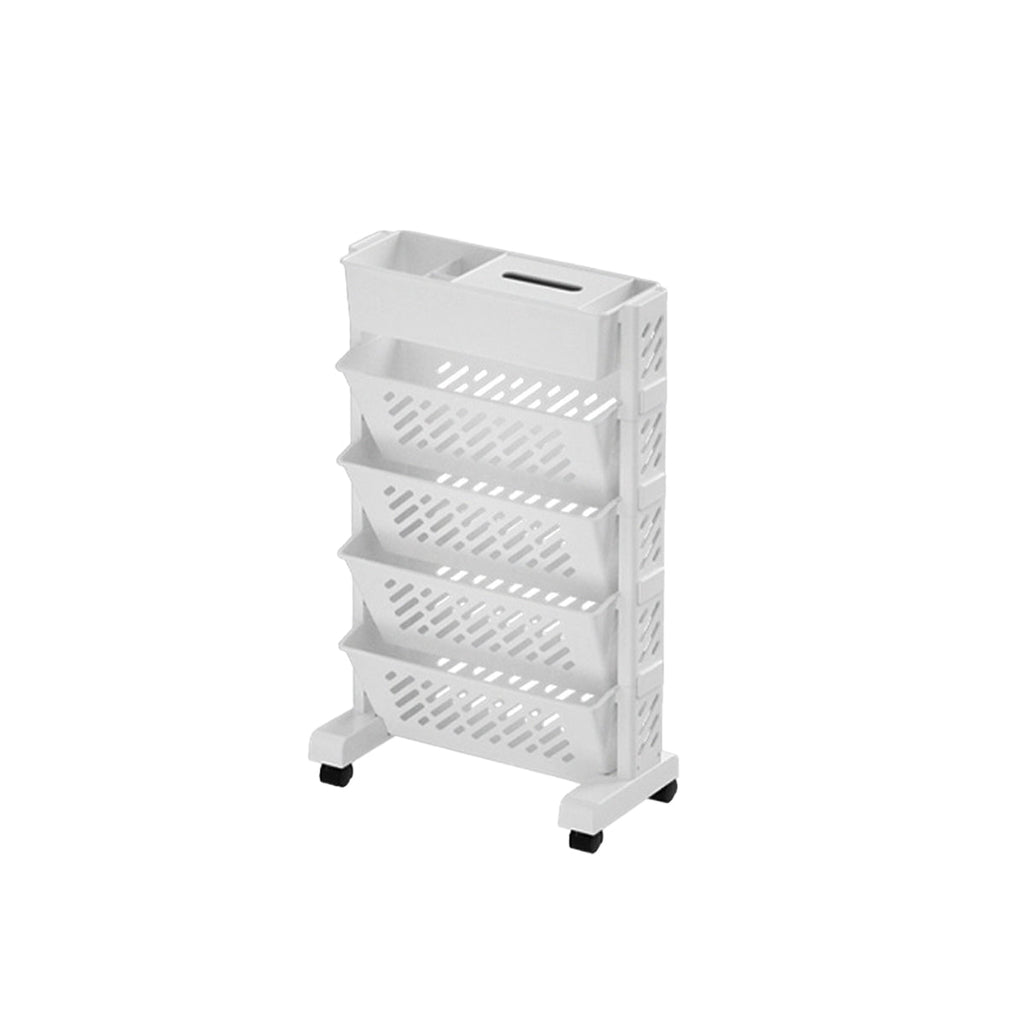 White Rolling Bookshelf 5 or 6 Tiers Set | StorageOZ