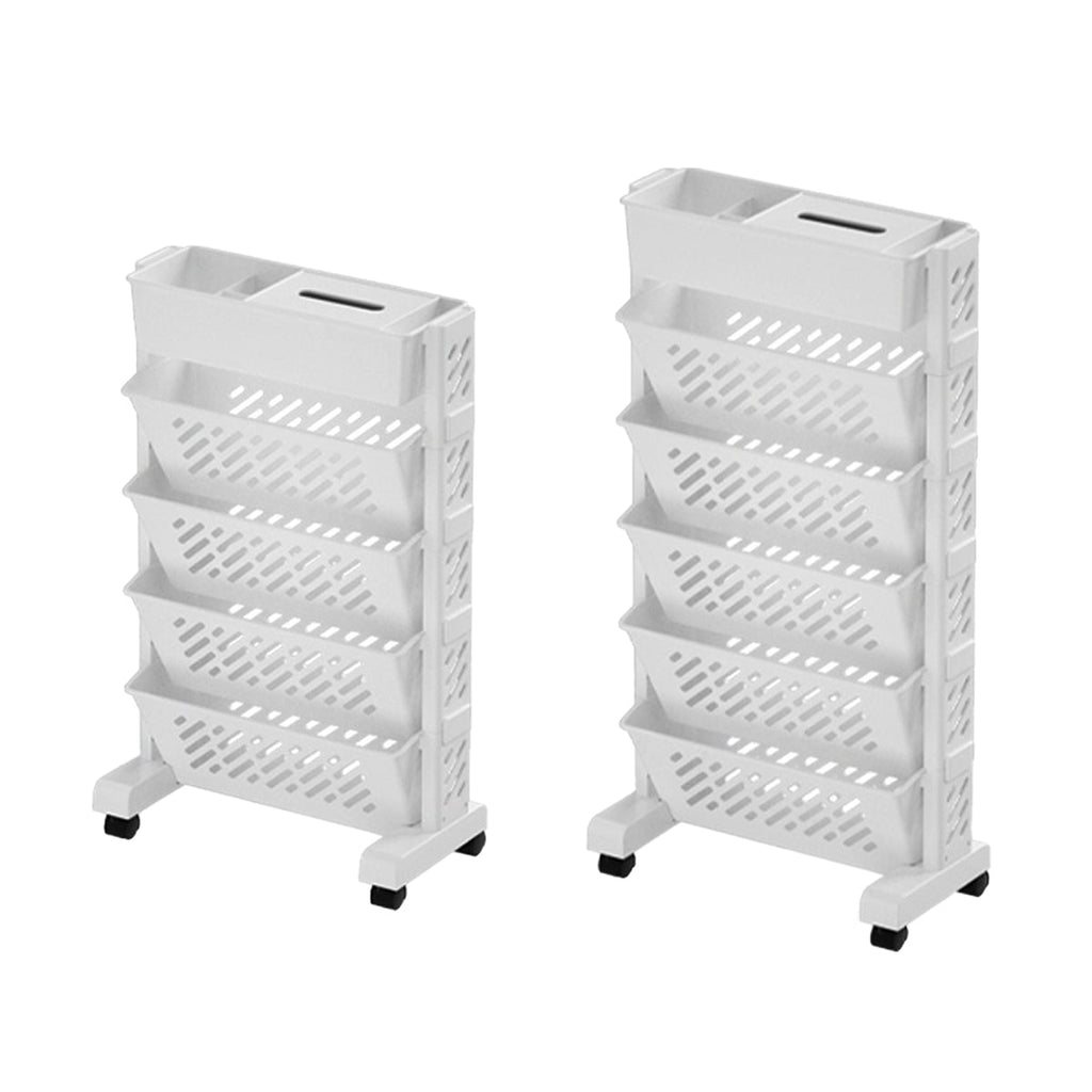 White Rolling Bookshelf 5 or 6 Tiers Set | StorageOZ