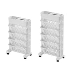 White Rolling Bookshelf 5 or 6 Tiers Set | StorageOZ