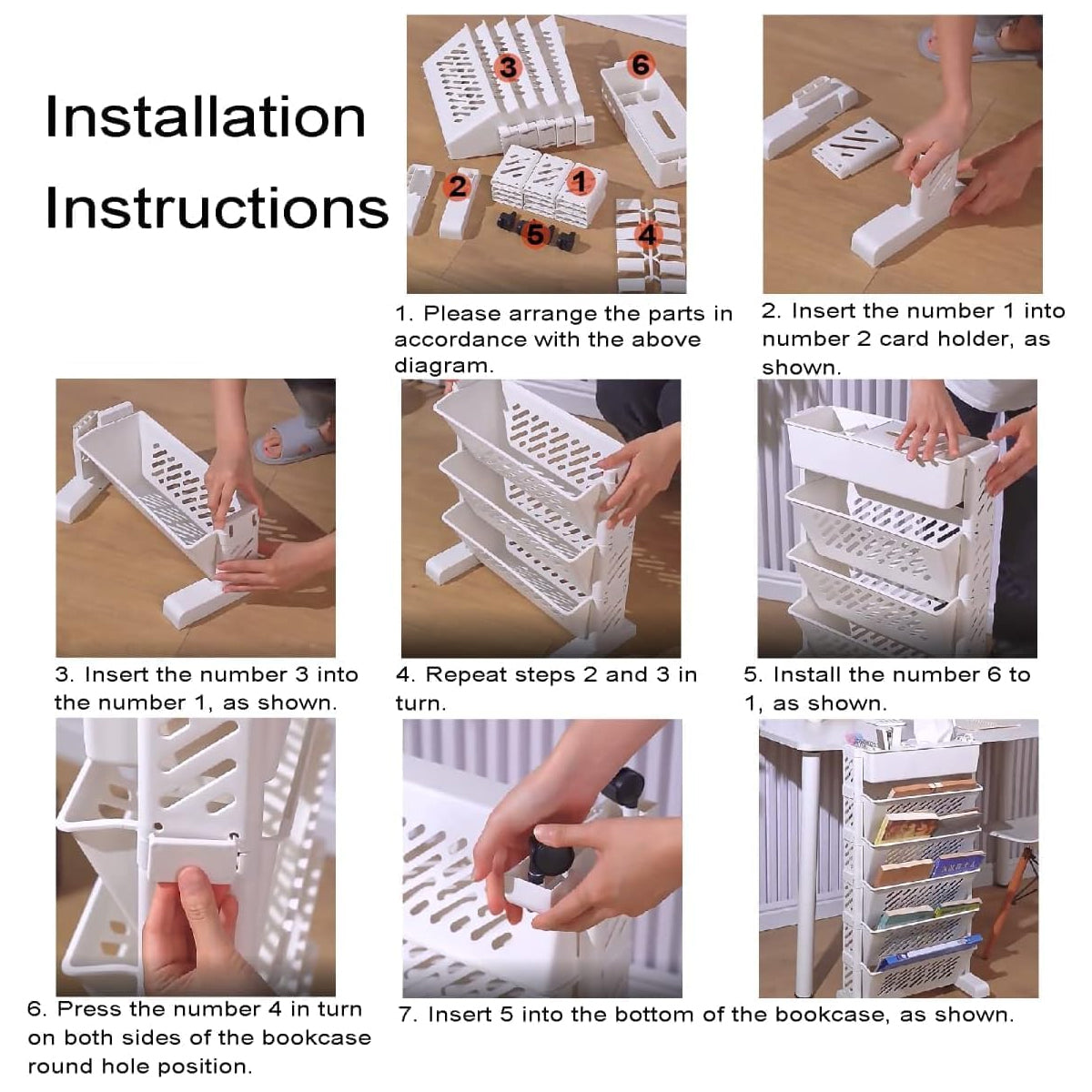 White Rolling Bookshelf 5 or 6 Tiers Set | StorageOZ