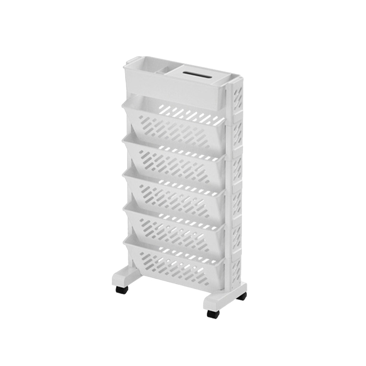 White Rolling Bookshelf 5 or 6 Tiers Set | StorageOZ