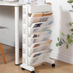 White Rolling Bookshelf 5 or 6 Tiers Set | StorageOZ