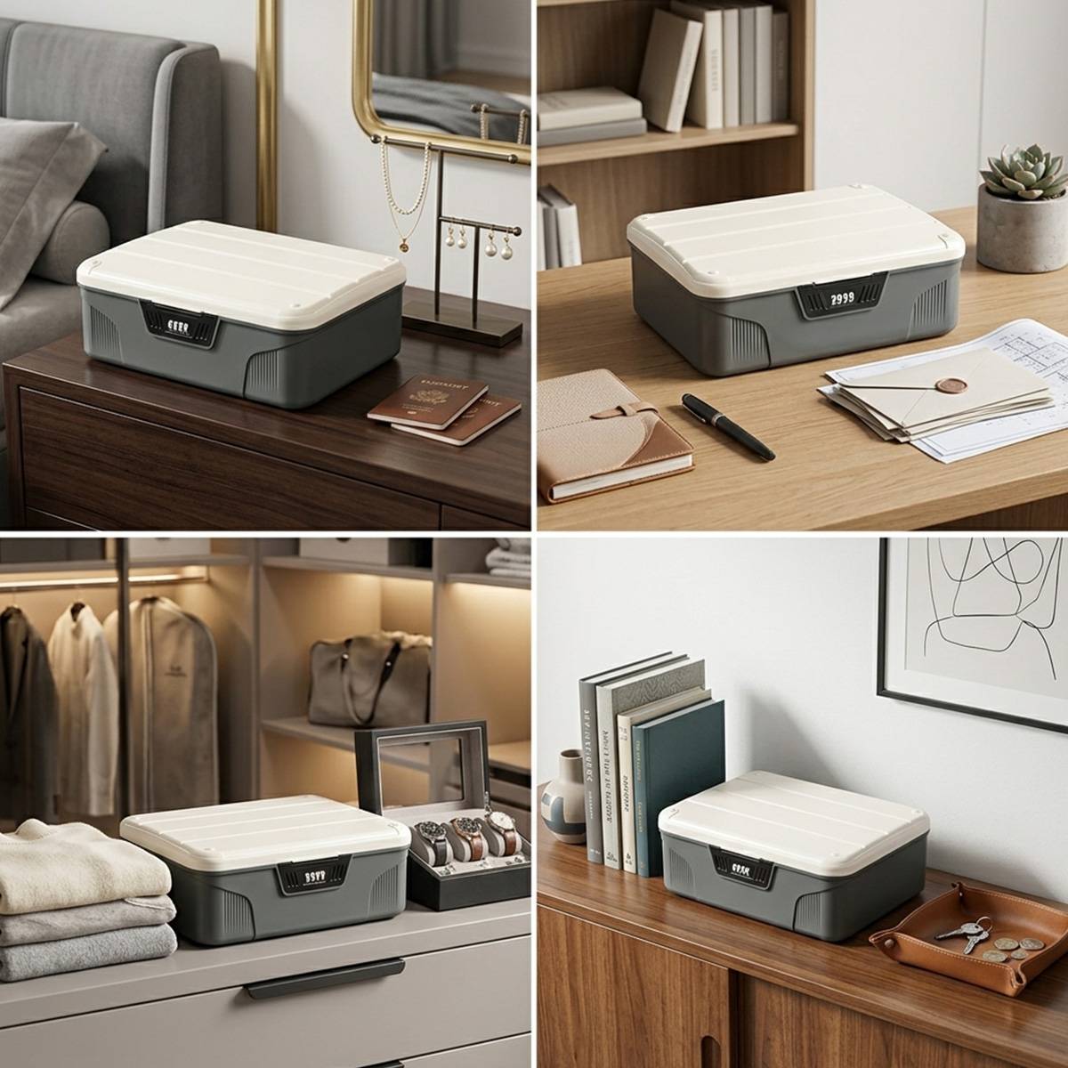 Grey Code Lock Boxes Two Sizes Organiser | StorageOZ