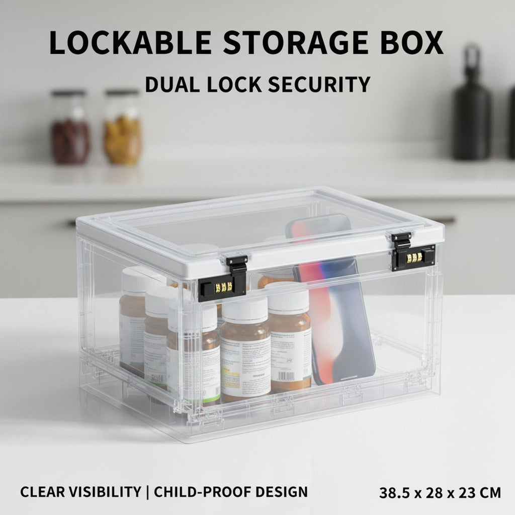 White Password Lock Storage Box Organiser | StorageOZ