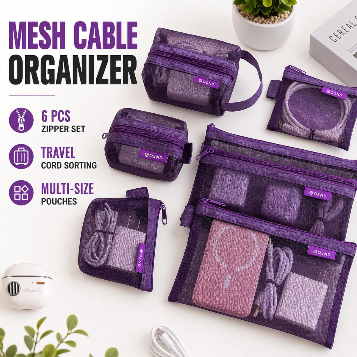 6 Pcs Cable Organiser Clips Storage Pack | StorageOZ