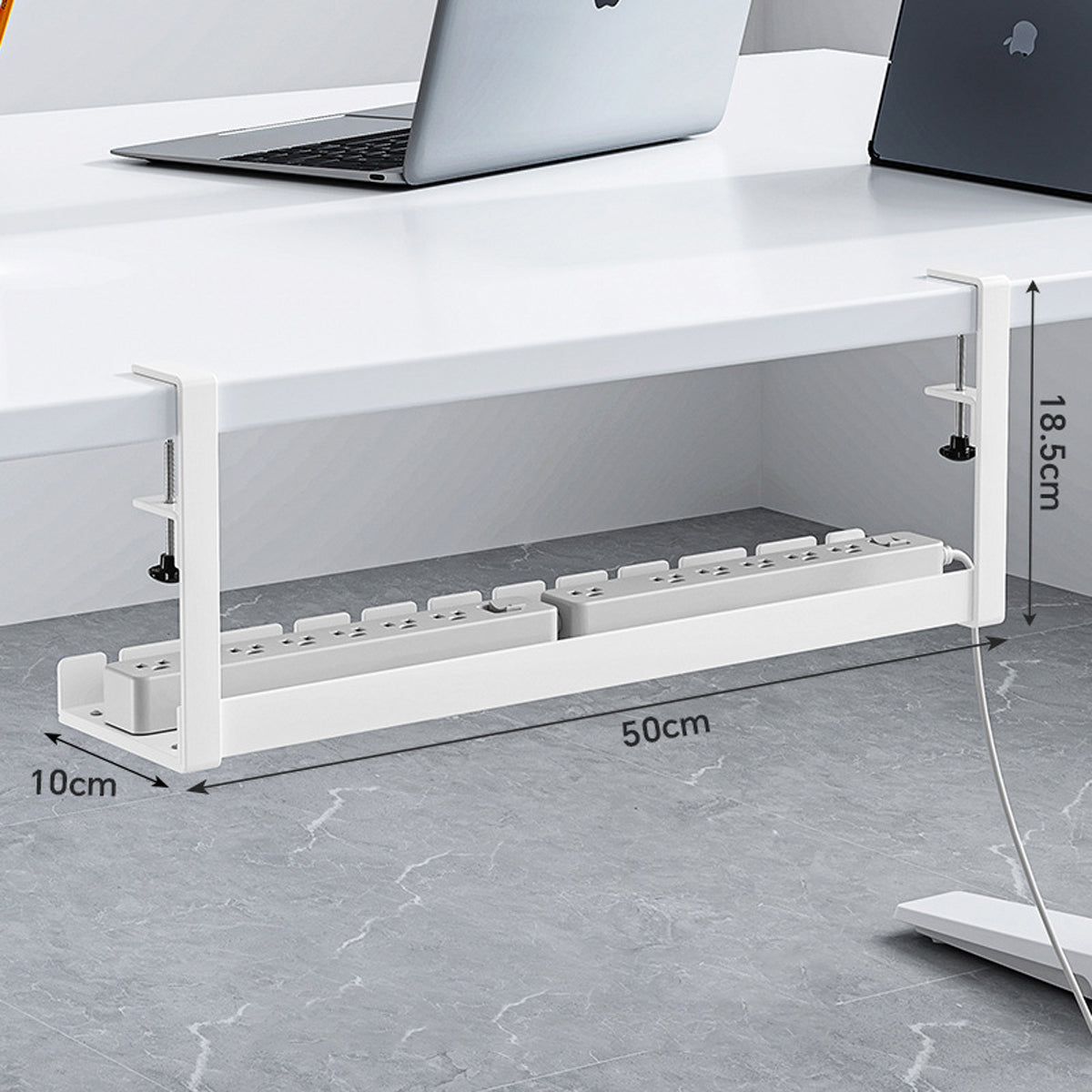 Under Desk White Cable Tray Two Lengths Set | StorageOZ