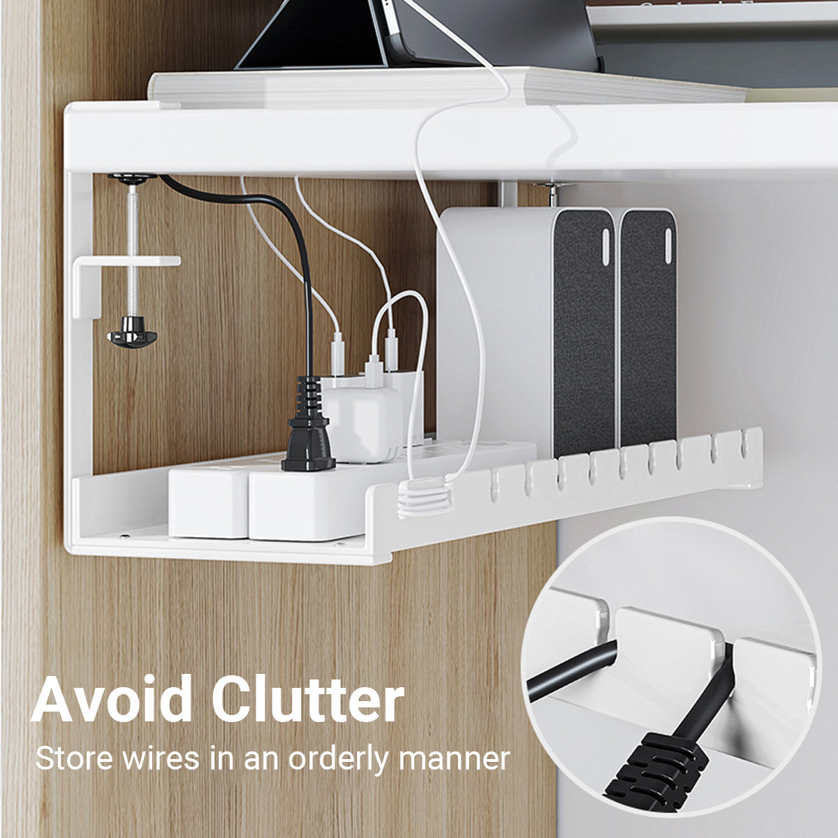 Under Desk White Cable Tray Two Lengths Set | StorageOZ
