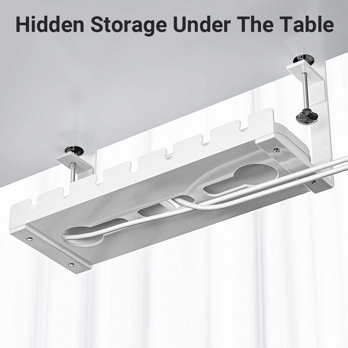 Under Desk White Cable Tray Two Lengths Set | StorageOZ