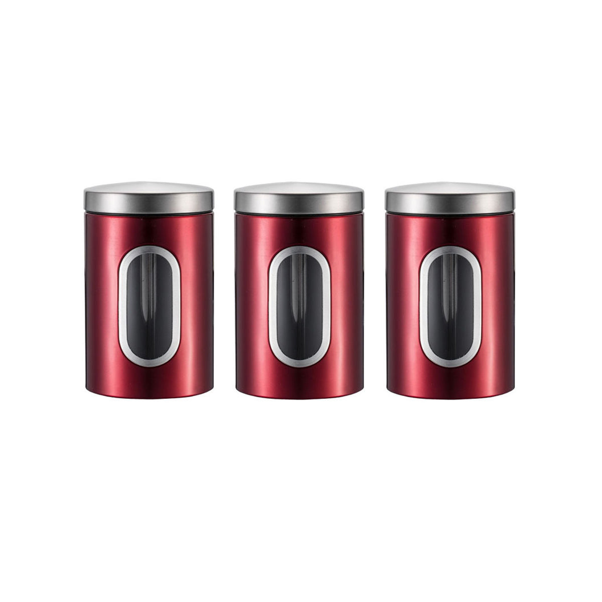 3 Pcs Windowed Steel Jars in Three Colours | StorageOZ
