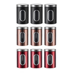 3 Pcs Windowed Steel Jars in Three Colours | StorageOZ