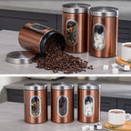 3 Pcs Windowed Steel Jars in Three Colours | StorageOZ