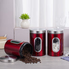 3 Pcs Windowed Steel Jars in Three Colours | StorageOZ