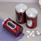 3 Pcs Windowed Steel Jars in Three Colours | StorageOZ
