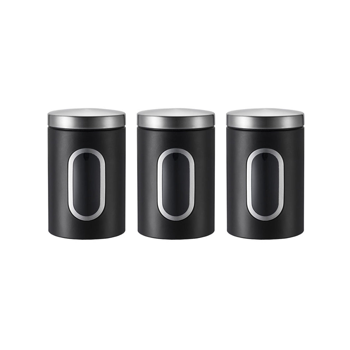 3 Pcs Windowed Steel Jars in Three Colours | StorageOZ