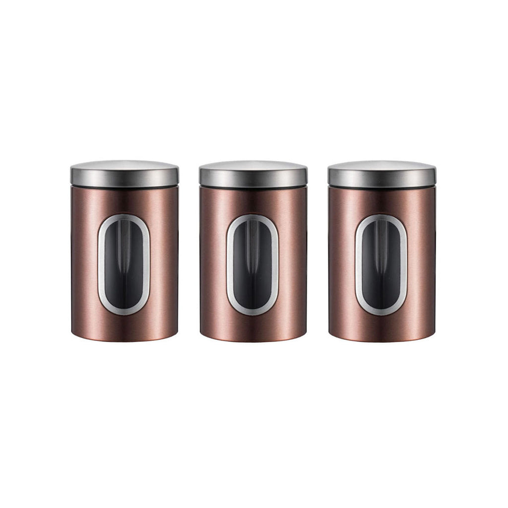 3 Pcs Windowed Steel Jars in Three Colours | StorageOZ